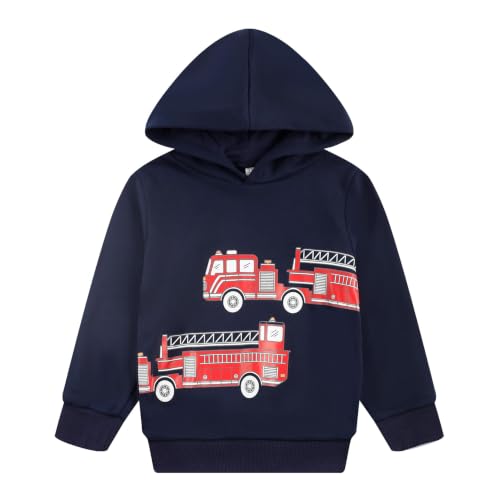 Image of Akyzic Baby Boys Dinosaurs Hoodie Boys Shark Pullover with Pocket Kids Truck Warm Sweatshirt Sweater
