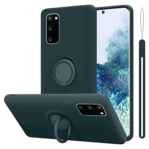 cadorabo Coque Compatible avec Samsung Galaxy S20 FE en Liquid Green - Etui pour Téléphone Portable en Silicone TPU Souple avec Anneau - Coque en Silicone...