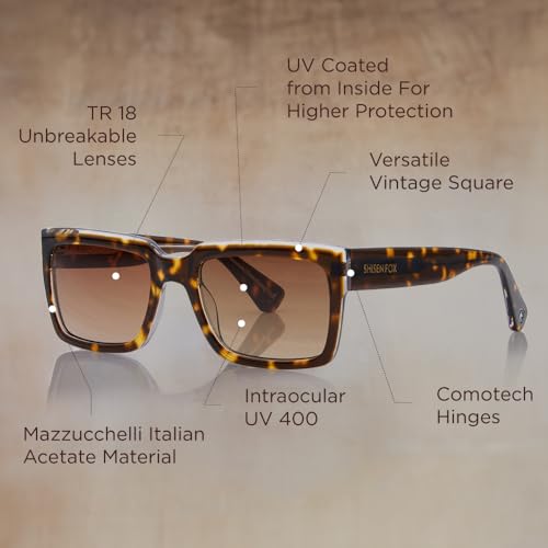 Image of Shisen Fox KOKORO Polarized 2.0 Unisex Sunglasses | Stylish Rectangular Design | Polarized Lenses | Premium Acetate Frames | Sunglasses for Men | Superior Comfort