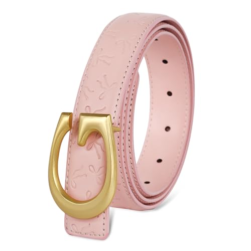 Image of Aurolran Women's Leather Belt with Buckle - Ideal for Dresses, Jeans, and Coats