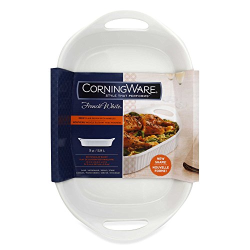 Corningware French White Iii 3-Quart Ceramic Oblong Casserole Dish With Sleeve | Oven, Microwave, Refrigerator And Freezer Safe #TOP1