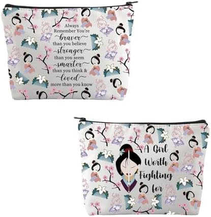 Princess Gifts Makeup Bag for Women Princess Mu Lans Cosmetic Bag A Girl Worth Fighting for Travel Toiletry Bag (mu Bag)