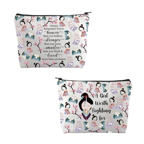 Princess Gifts Makeup Bag for Women Princess Mu Lans Cosmetic Bag A Girl Worth Fighting for Travel Toiletry Bag (mu Bag)