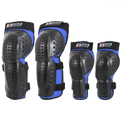 Kids Shin Guards and Knee Pads Set, 4-Piece Protective Gear for Skateboard, Motocross, MTB, ATV, Skiing, Skating