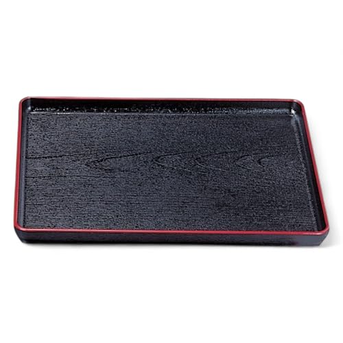 J-kitchens お盆 耐熱A)尺6 大寿木目 トレー ( 盆 トレイ おぼん ) 黒 ブラック 天 朱 レッド 48cm 耐熱 漆器 ( ABS 樹脂 ) 日本製 食洗機対応