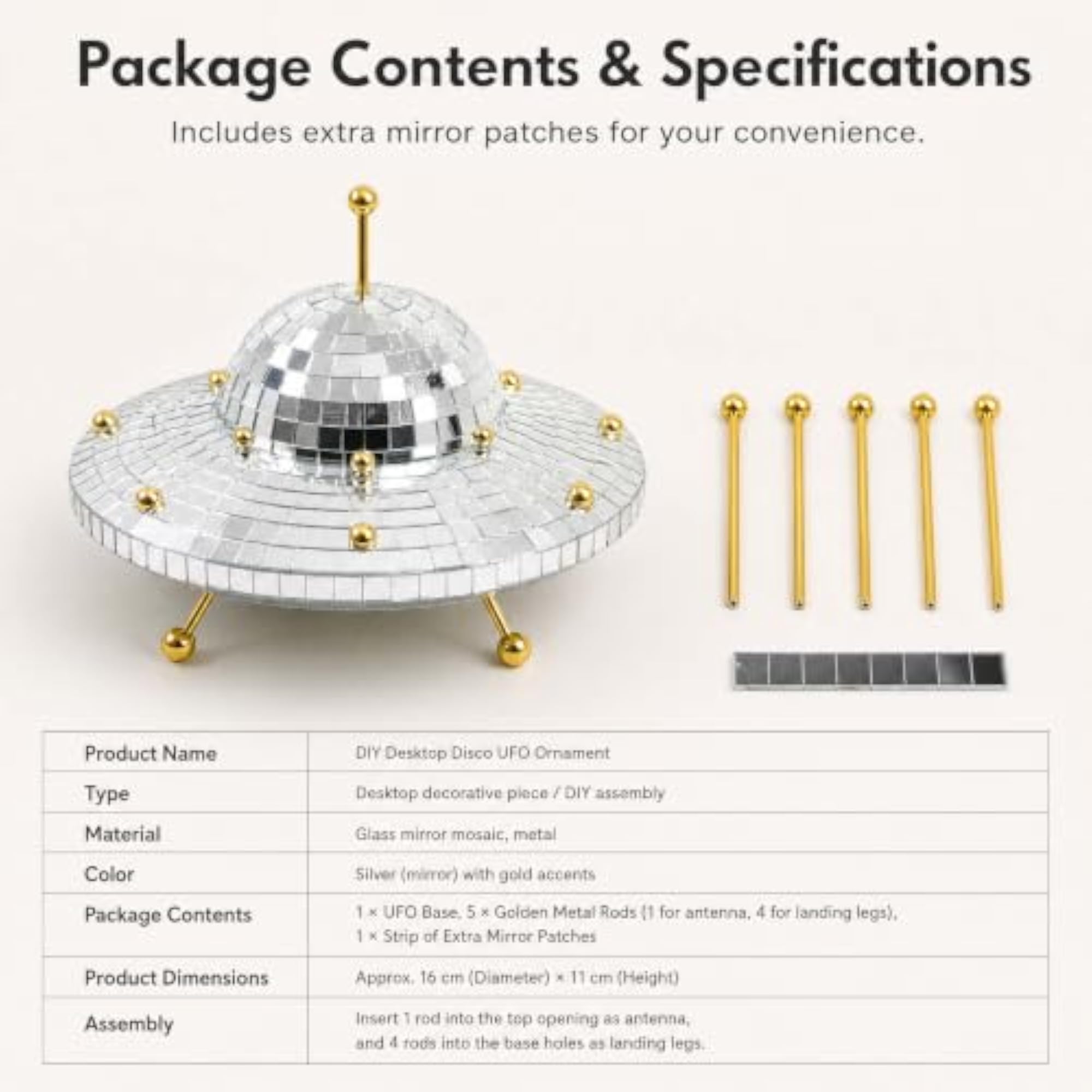 8 Inch Disco Ball UFO Spaceship Decorations