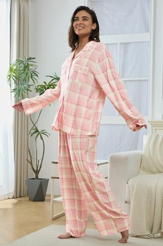 Image of YiNi LuLu Womens Pajamas Set 2 Piece Long Sleeve Sleepwear Button Down Pjs Lounge Set Nightwear with Pockets