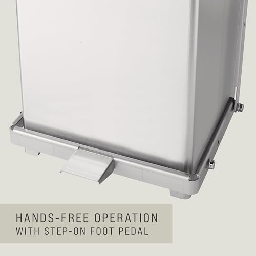 Image of Rubbermaid Commercial Products Defenders Biohazard Steel Trash Can Step-On 13 GAL Stainless Steel Hospital /Doctor's Office /Healthcare Facilities