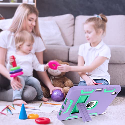 Bentoben Ipad Mini 6 Case 2021, Ipad Mini 6Th Generation Case With Pencil Holder, 3 In 1 Heavy Duty Rugged Shockproof Stand Protective Cover Girl Women Boy For Ipad Mini 6, Purple/Green #TOP7