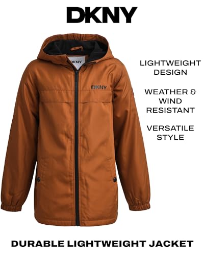 Image of DKNY Boys Fleece Jacket - Water and Wind Resistant Polar Fleece Lined Boys Windbreaker Jacket - Cozy Outerwear Kids Jackets