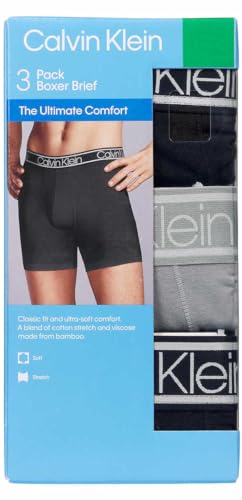 Calvin Klein Mens 3 Pack Lightweight Boxer Brief (US, Alpha, X-Large, Regular, Regular, Black/Wolf Grey/Black)4