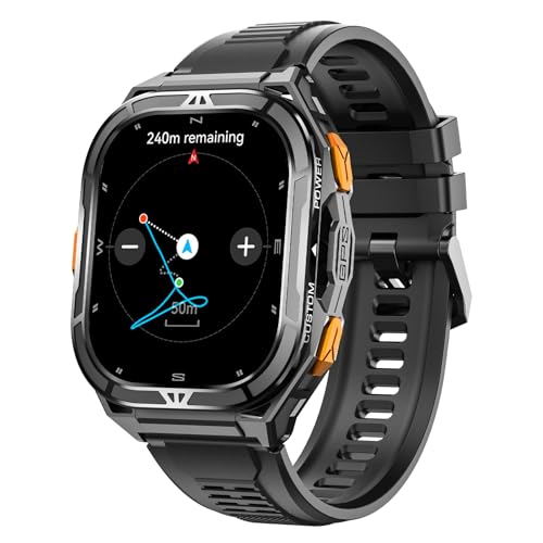 Findtime GPS - Reloj inteligente con Bluetooth inalámbrico, gran esfera para hombre y mujer, con llamada Bluetooth, deporte, podómetro, reloj inteligente impermeable, 3ATM multiactividades, monitor