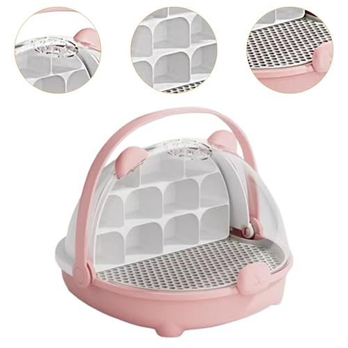 Generic Seidenraupenzuchtbox, Reptilienfütterungsbox, Leicht zu Beobachtender, Tragbarer Kleintierzuchtbehälter, Mini Haustierzuchtbox, Rosa-2