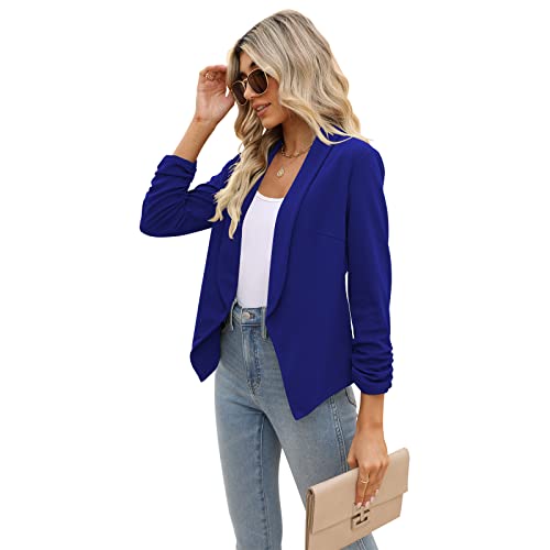 POGT Suits and Blazers Business Church Office Blazer Jacket Open Front (M, Dark Blue) - Thumbnail 4