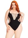 Leg Avenue Seamless shredded racer back thong bodysuit Black