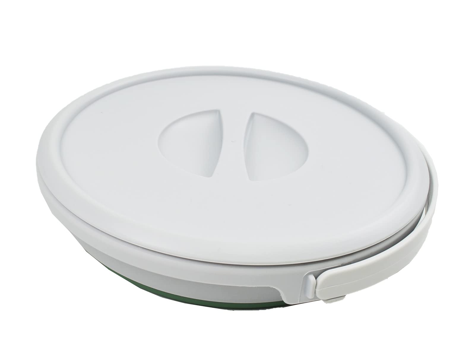 SAMMART Cubo de plástico plegable de 5.5 L con tapa, bañera redonda plegable con tapa, cubo de agua portátil para pesca, bote de agua para exteriores que ahorra espacio (gris/verde marino oscuro, 1)