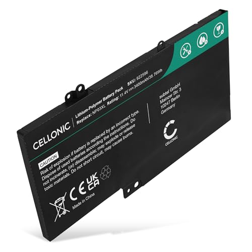 CELLONIC Battery Compatible with HP ENVY x360 15-U, Pavilion x360 13-A, 14-AC, NP03XL, NP03043XL 3400mAh 11.4V