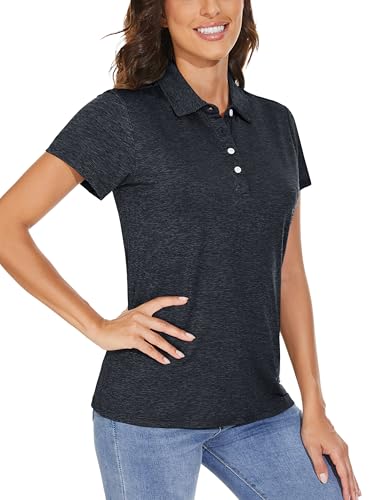 TACVASEN Polo Shirts for Women Short Sleeve Golf Shirts 4-Button Quick Dry Workout Tops Collared for Work Running Tennis2