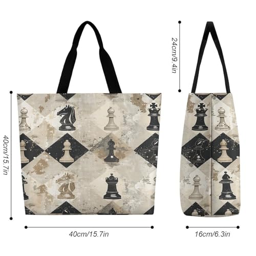 Women's Multi-Functional Shopping Bag，Chess Piece Brown Pattern Printing Messenger Bag Shoulder Bag for Travel, Work, Shopping & Parties with Inner Pocket, Grocery Bag Lightweight & Water-Resistant2