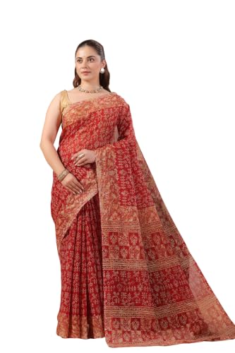 Image of TAMAIRA FASHION Mulmul Pure Cotton Saree For Woman Warli Batik Printed |Office Wear Daily Wear Sarees For Women Without Blouse Piece(Available in 11 Colours)