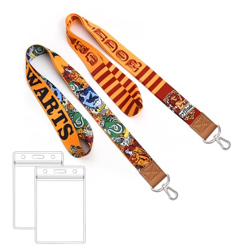 GTOTd Magical Wizard Lanyard with ID Badge Holder (2 Pack) Magic for Keys Lanyard String Wallet Merch Decorations Gifts Party Keychains for Kids Teens