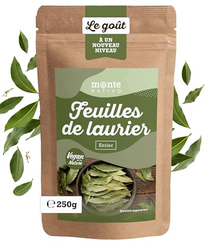 Feuille de Laurier entières Monte Nativo (250g) - Feuilles de Laurier - Bay Leaf - Épices aromatiques séchées avec soin, idéales pour Cuisiner et...