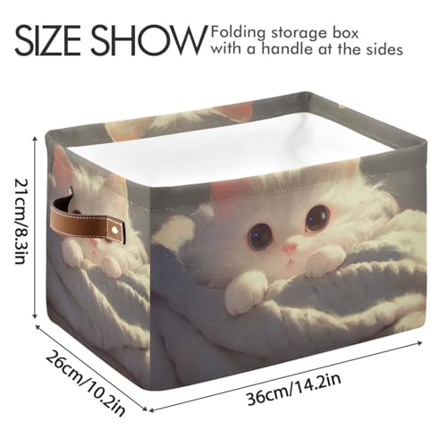 Panier chat blanc pliable imperméable pour un rangement propre - 4