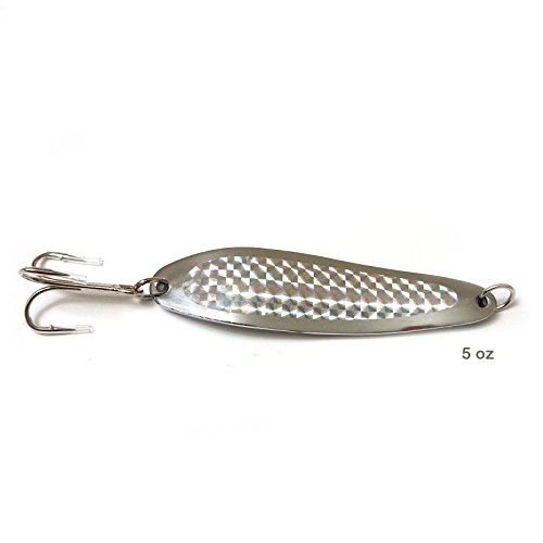 5oz 7.5inch Fishing Spoon with Treble Hook Bait Lures Fish Jig Silver Tape - Fish WOW!