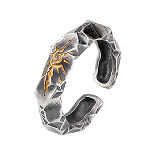 Adjustable Coppers Wishing Stone Rings for Men Symbol of Luck and Happiness Open Rings Comfortable Daily Wear Jewelry