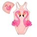 chinatera Baby Girl's One-Piece Swimsuit, Cartoon Animal Print Sunsuit + Hat, Swimwear Toddler (Flamingos, 2-3T)