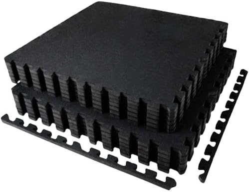AIRHOP 12 Matten 60x60x1,4cm Extra Dicke Robuste Gummierte, rutschfeste Puzzlematte, Geeignet Für Fitnessstudio Und Heimfitness, Schwere Trainingsbelastung, Bodenschutzmatte Fitnes