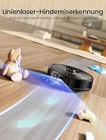 Proscenic Q20 Plus Saugroboter mit Wischfunktion, 10000Pa 200min Staubsauger Roboter mit Beutellose Entleerungsstation, 3-in-1 Saug und Wischroboter für Tierhaare, Teppiche, Hartböden, Schwarz – Ansicht 5