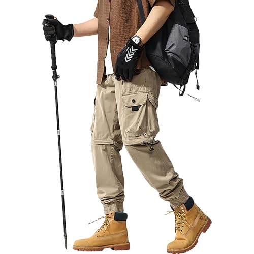 Men's Summer Street Multi Pocket Cargo Pants Baggy Black Jogger Tapered Pants Mens Lightweight Harem Trousers4