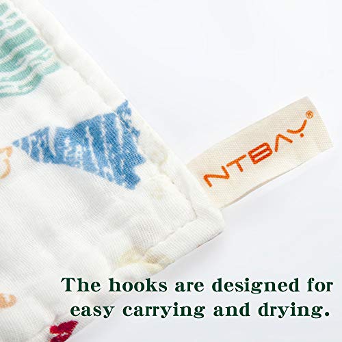 Ntbay 6 Pack Baby Muslin Washcloths, 6 Layers Natural Cotton Newborn Baby Face Towel With Animals Printed Design, Soft And Breathable Reusable Wipes And Shower Gift For Baby Registry, 10X10 Inches #TOP6