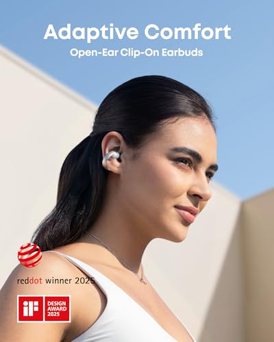 undefined Soundcore AeroClip by Anker, Open-Ear Earbuds, Clip-On Headphones, Adaptive Comfort, Clear Calls with 4 Mics and AI, Stable Fit, 12mm Drivers for Powerful Bass, Hi-Res, Open-Ring Design の商品画像 1