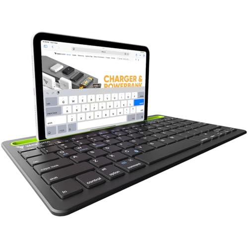 Vaku Luxos® Keyflow 3.0 Wireless Bluetooth Keyboard with Rechargeable Battery Silent Typing Multimedia Hotkeys with Numpad Compatible with Windows, Mac, Laptop, PC, Android & iOS- Black