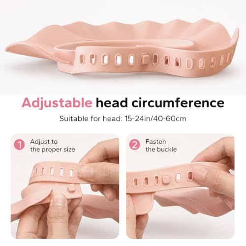 Image of FUNUPUP Baby Shower Cap for Toddlers Kids, Soft TPE Silicone, Dusty Pink | Leakproof & Slip-Resistant & Adjustable Bath Visor Shampoo Shield, Keeps Water Out of Eyes and Ears, Fits 15-24 inch Head Size