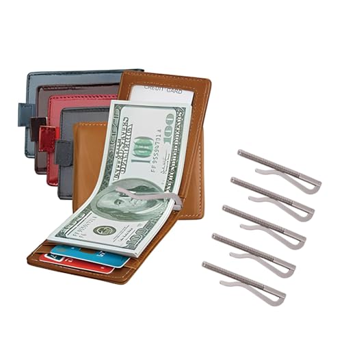 Spring Money Clip, Bar Nickel Plate Wallet DIY Tool Insert Replacement Electroplating Metal Non Deformation Silver Color for Billfold Leather Purse Credit Card Holder Threaded Base4