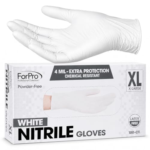 Image of ForPro Disposable Nitrile Gloves, Chemical Resistant, Powder-Free, Latex-Free, Non-Sterile, Food Safe, 4 Mil