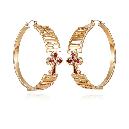 True Religion Logo Cross Hoop Earrings