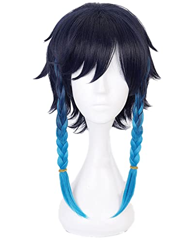 Cosplay.fm Bards Cosplay Wig with Braid Short Mixed Gradien Blue