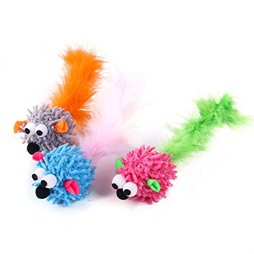 Zzjbgs Cat Toys For Indoor Cat Toys Mop Plush Mouse Funny Cat Color Mouse Feather Plush Toy Interactive Cat Supplies #TOP5