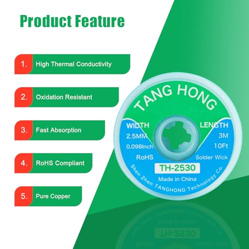 Image of Solder Flux Paste And Solder Wick Braid, No Clean Soldering Flux (5ML) 10Ft Desoldering Wick Braid For Electronics Repair For Disassemble Electrical Components (2 Pack Kit)