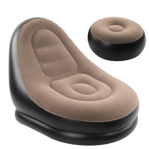Sofá inflable flocado de 2 piezas sillón portátil exterior de 116x98x83 cm 7