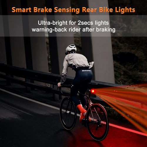 Image of NineLeaf Smart Brake Sensing Rear Bike Lights, Bicycle Tail Light, Bike Lights for Night Riding, Auto On /Off, 300 Lumen 220Adjustable Angle 1000M Viewable Range IP65 Waterproof USB-C Rechargeable