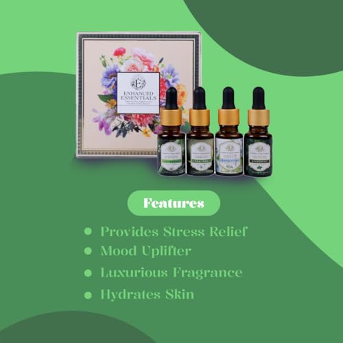 Image of Luxurious Essential Oil Box of 4 by - TEA TREE,SPEARMINT,LEMONGRASS,EUCALYPTUS|100% Pure,Natural,Highly Concentrated|Therapeutic and Ultra Premium Grade Oils Set for Home Diffusers, Skin Care, Aromatherapy, Bath, Massage,Humidifiers, Gifting,Soap and Candle Making | 4 x 10 ml