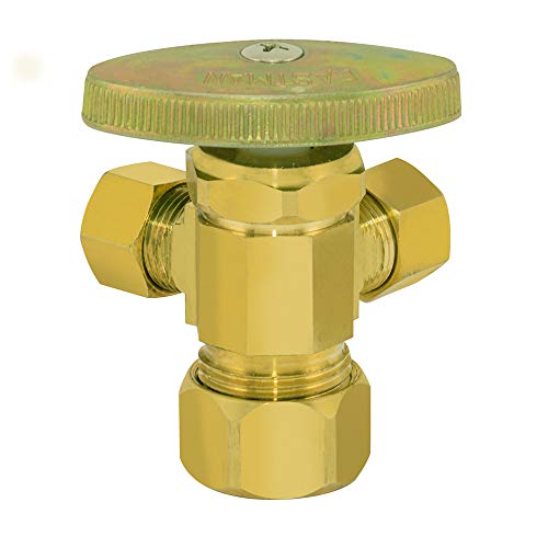 Eastman Multi-Turn 3-Way Shut-Off Valve, 3/8 Inch Od X 3/8 Inch Od X 5/8 Inch Od, Rough Brass, 48285Lf #TOP1