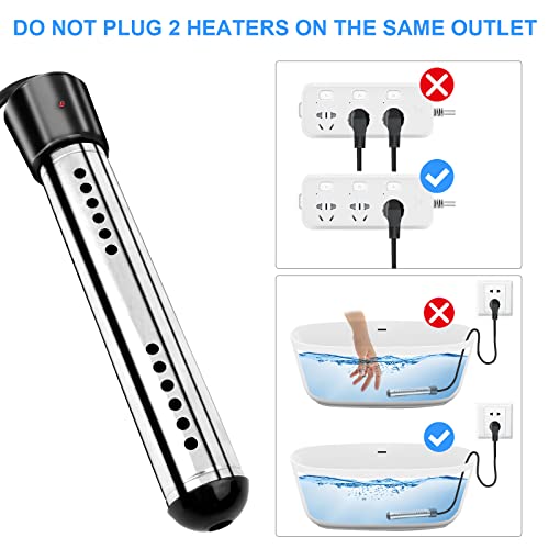 Immersion Water Heater, 2000W Portable Bucket Water Heater With Lcd Thermometer, Stainless Steel Guard Submersible Water Heater, Heat 5 Gallons Of Water In Minutes For Bathtub #TOP5