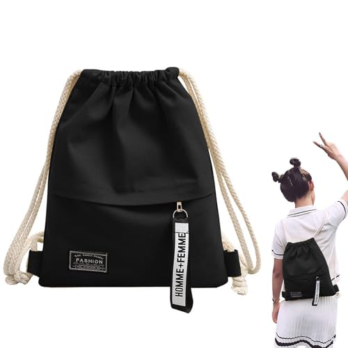 女の子用の軽量ジム用バックパック,ナップサック 小さめ,ジャージ入れる袋中学生,ガールズ巾着バックパック,レディース メンズ ドローストリング キャンバス スポーツ パック ドローストリング バックパック ガールズ ボーイズ ポータブル スクールバッグ