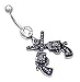 Soulbreezecollection Western Dual Revolver Pistol Gun Belly Button Navel Ring Body 14 Gauge